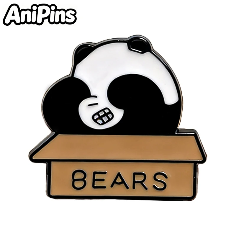 AniPins Cute Panda Bear Pins For Women Clothes Backpack 5-design Enamel Metal Animal Lapel Badge Friends Gifts view 5