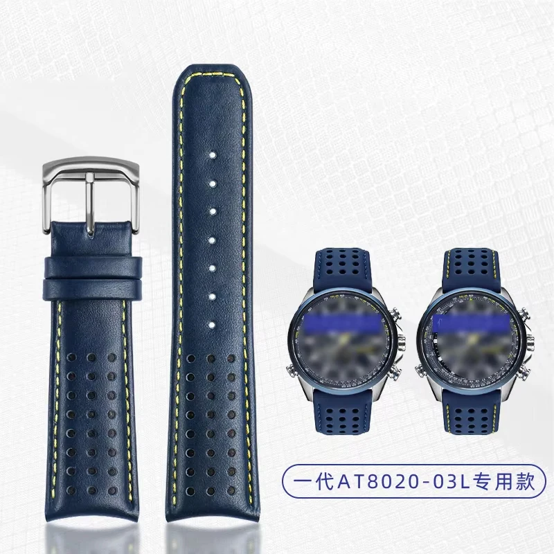 Suitable for CITIZEN Blue Angel Watch AT8020-54L/8020-03L/JY8078 Curved Interface Leather Watch Strap 22mm 23mm