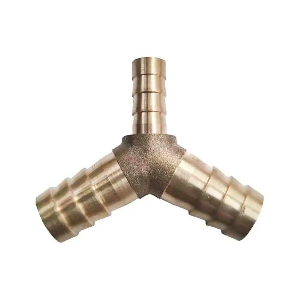 4 5 6 8 10 12 14 16 25mm Tubo Barb Reudcer a forma di Y 3 vie Raccordo per tubi in ottone Splitter Accoppiatore Adattatore Connettore Acqua Gas Olio