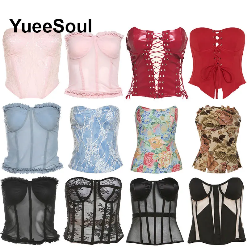 Y2K أنبوب القمم 2025 صيف جديد بلا أكمام سليم مثير المحاصيل القمم الحلو لطيف نادي الحفلات الزفاف عادية شارع العليا النساء الملابس #1