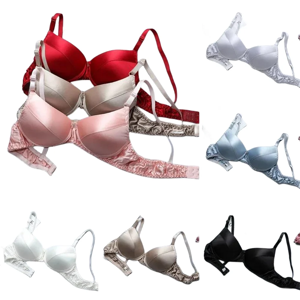 Silk bra 100% double-sided silk seamless underwear Women's thin style without steel ring breathable bra