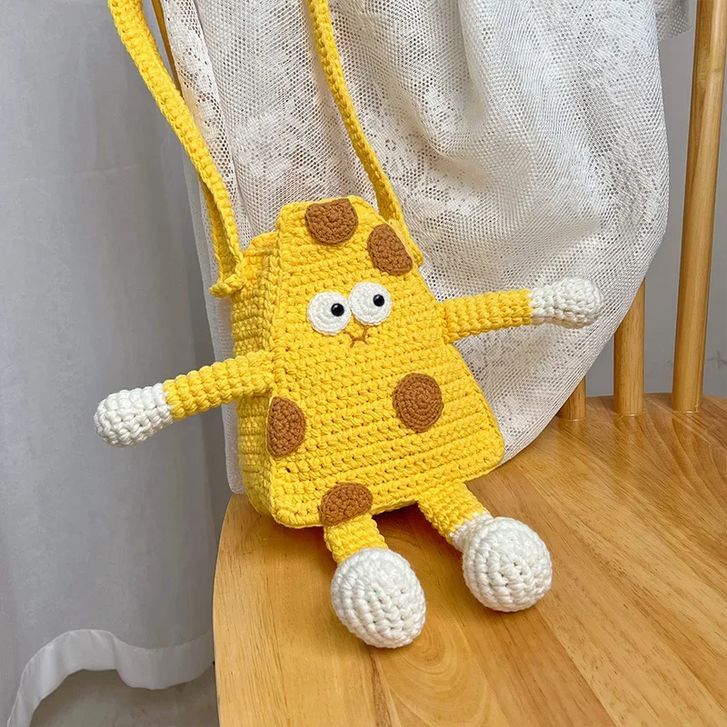 DIY Hand-crochet Student Pack Cute Cheese Pet Cartoon Backpack