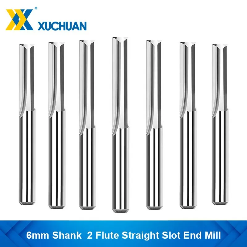  Straight Milling Cutter 4 6 8mm Shank 2 Flute Carbide End Mill CNC Router Bit for Woodworking Tools Engraving Bit Straight Slot