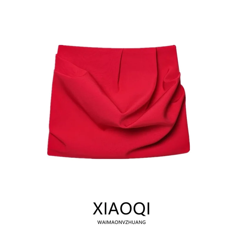 

Весна 2025 г., женская модная плиссированная юбка с высокой талией, Новое поступление, универсальный материал Ele Sle, другое 00%