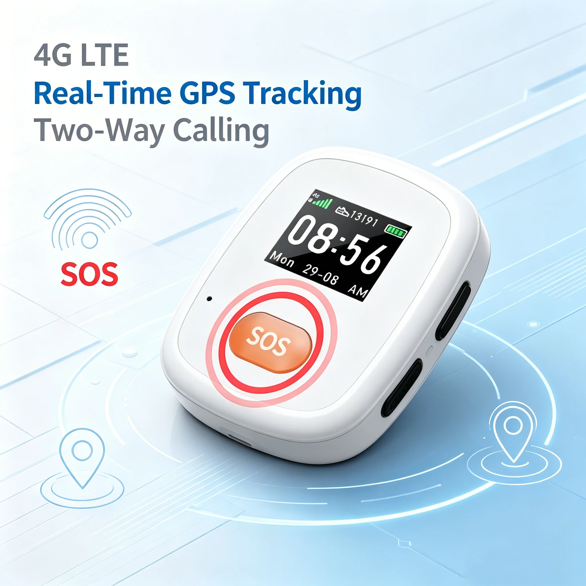 new SOS Call GPS Tracker for Seniors - Real-Time Tracking Pendant with GPS+WIFI+LBS+BLE Fall Detection & Emergency Safety App