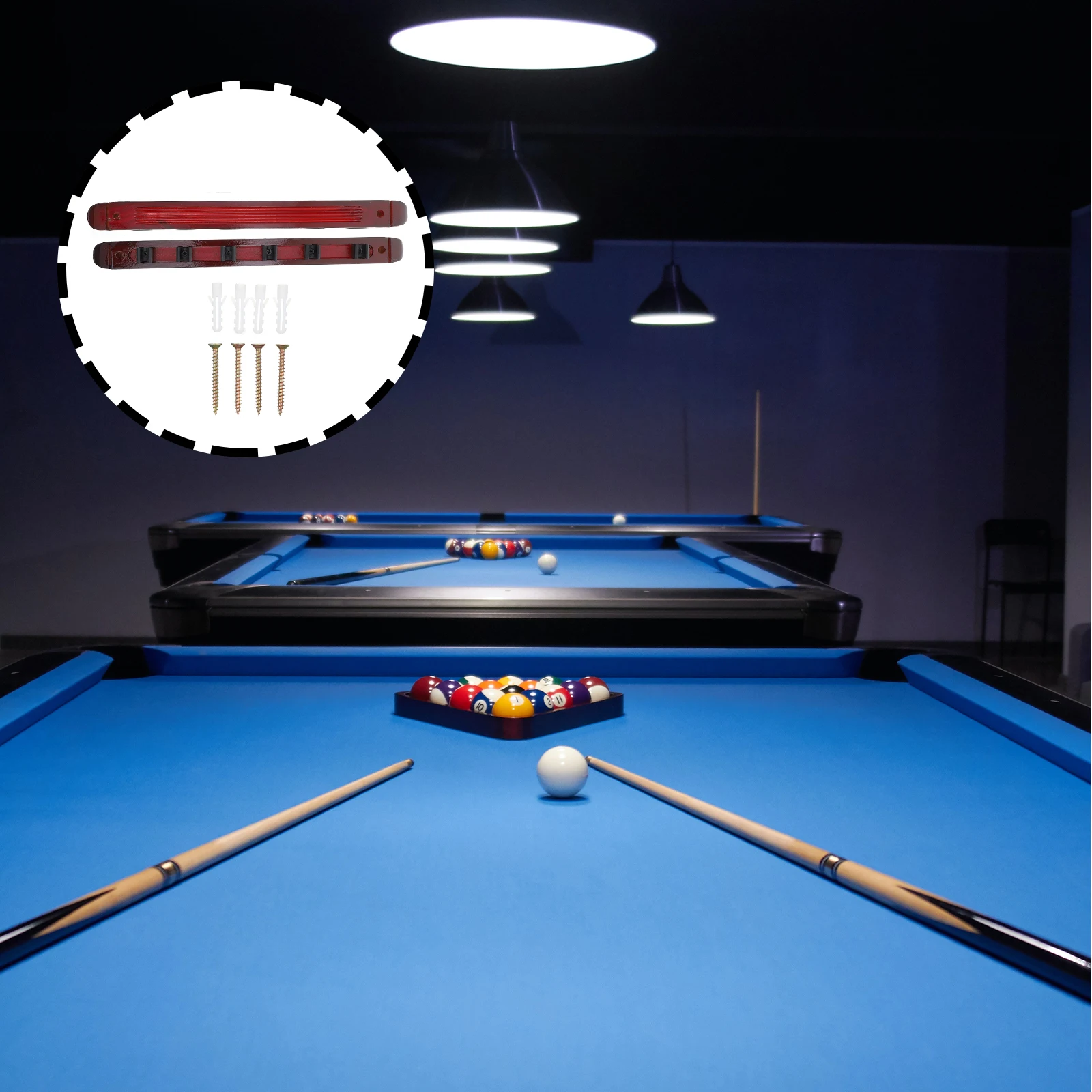 

Six Hole Pool Cue Rack Wooden St for Billiard Rod Storage Wall Mounted Shelf Home Decor Six Holes Display Rack Sturdy Practical