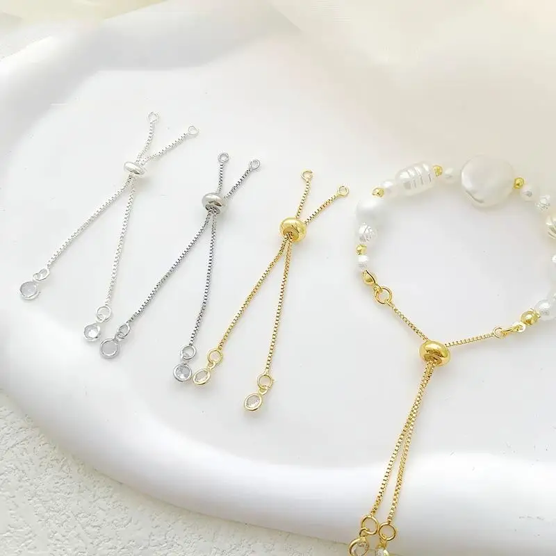 Chaîne à glissière réglable avec perles en caoutchouc, connecteurs DIY, pendentifs, bracelets, matériel de fabrication de bijoux