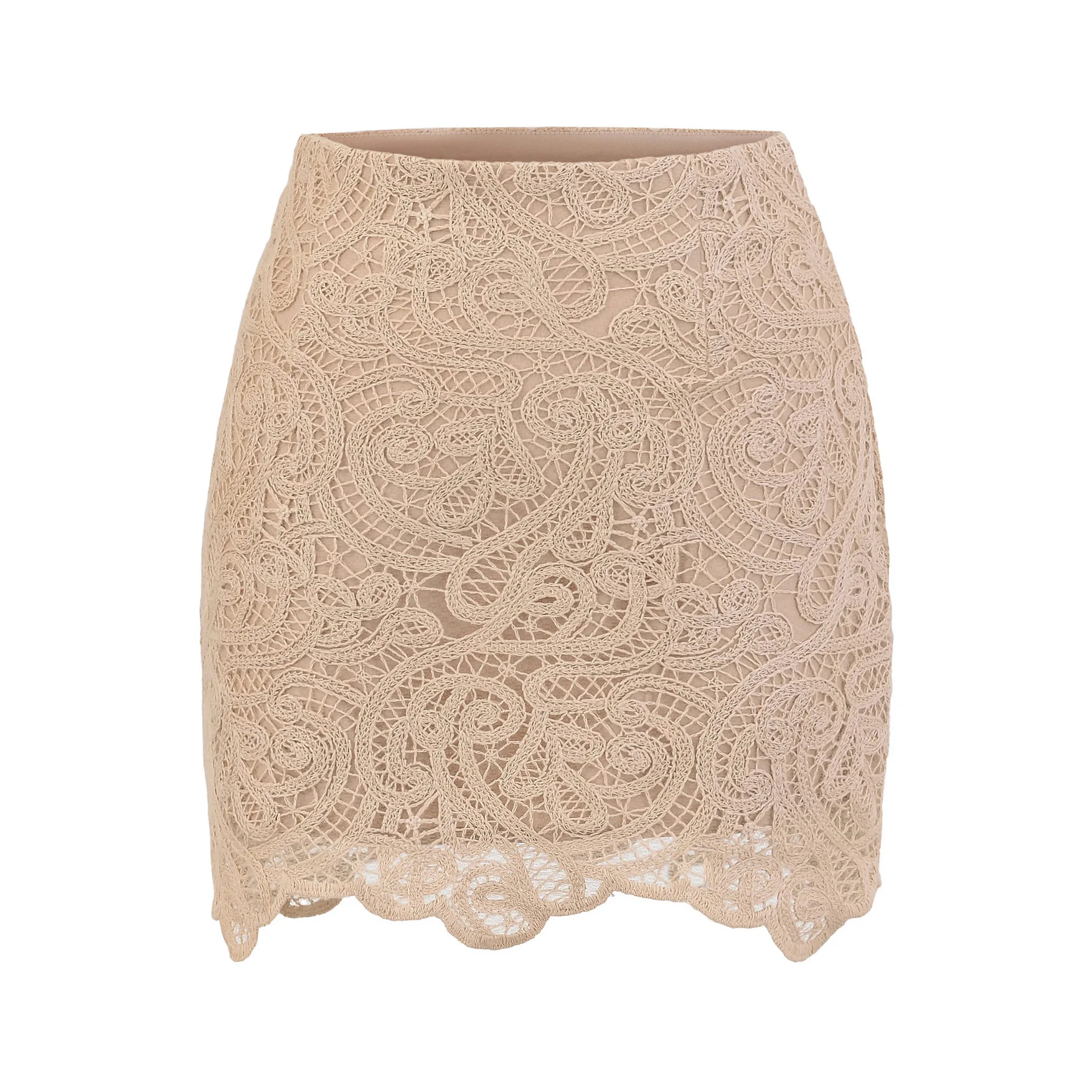 

Французская кружевная полуюбка для женщин, лето 2025, новая сексуальная элегантная горячая девушка с высокой талией, облегающая облегающая однотонная короткая юбка 35LF