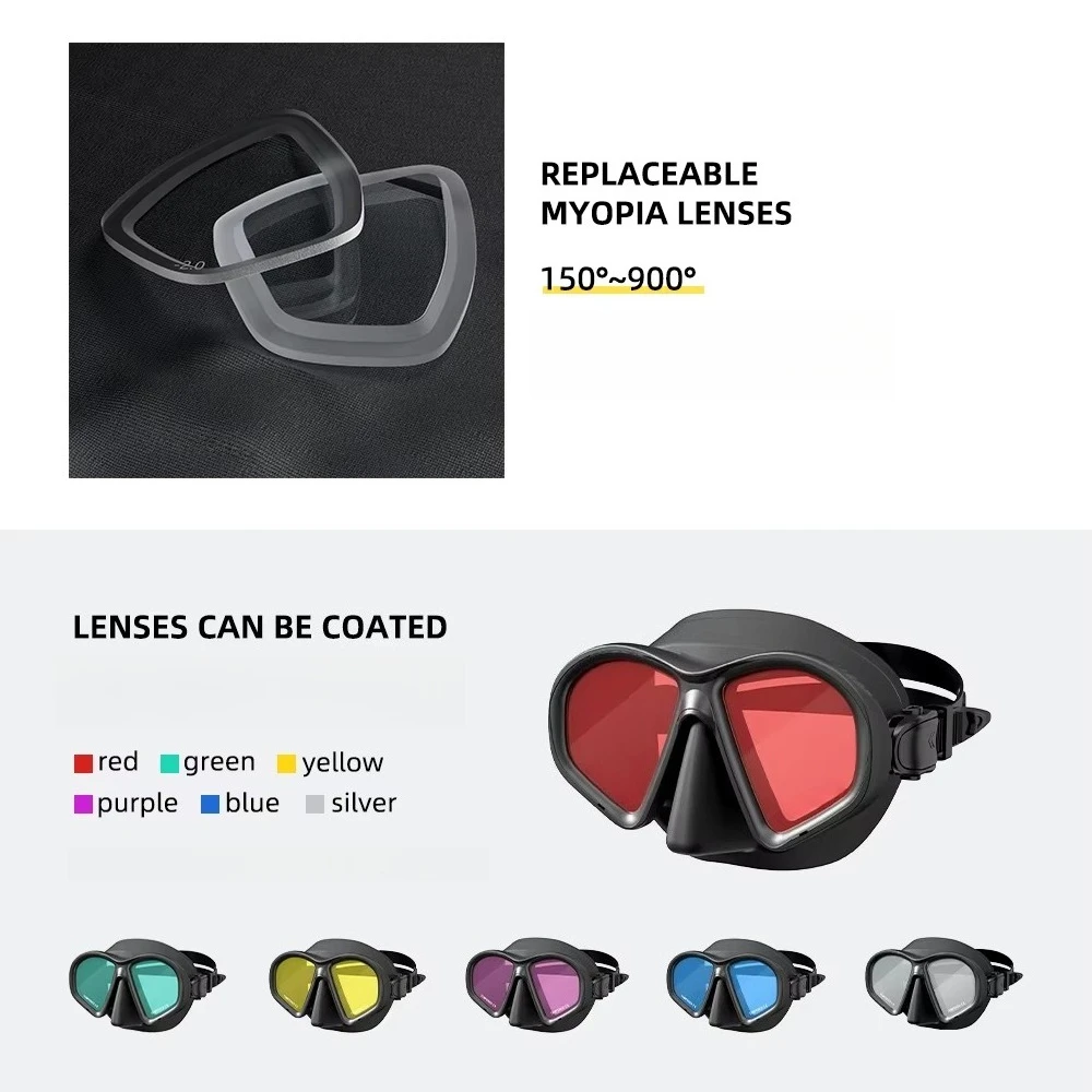 Tempered Glass Lens Silicone Ultra Low Volume Freediving Mask plastic Surface Treatment Spray Paint