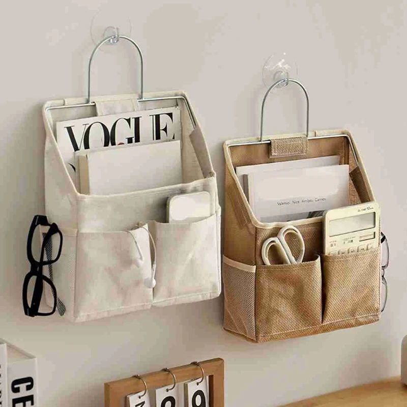 ABRE-Hanging Storage Bag On Dormitory Wall Wall Door Wardrobe Desktop Fabric Bag CD Magazine Organization Basket