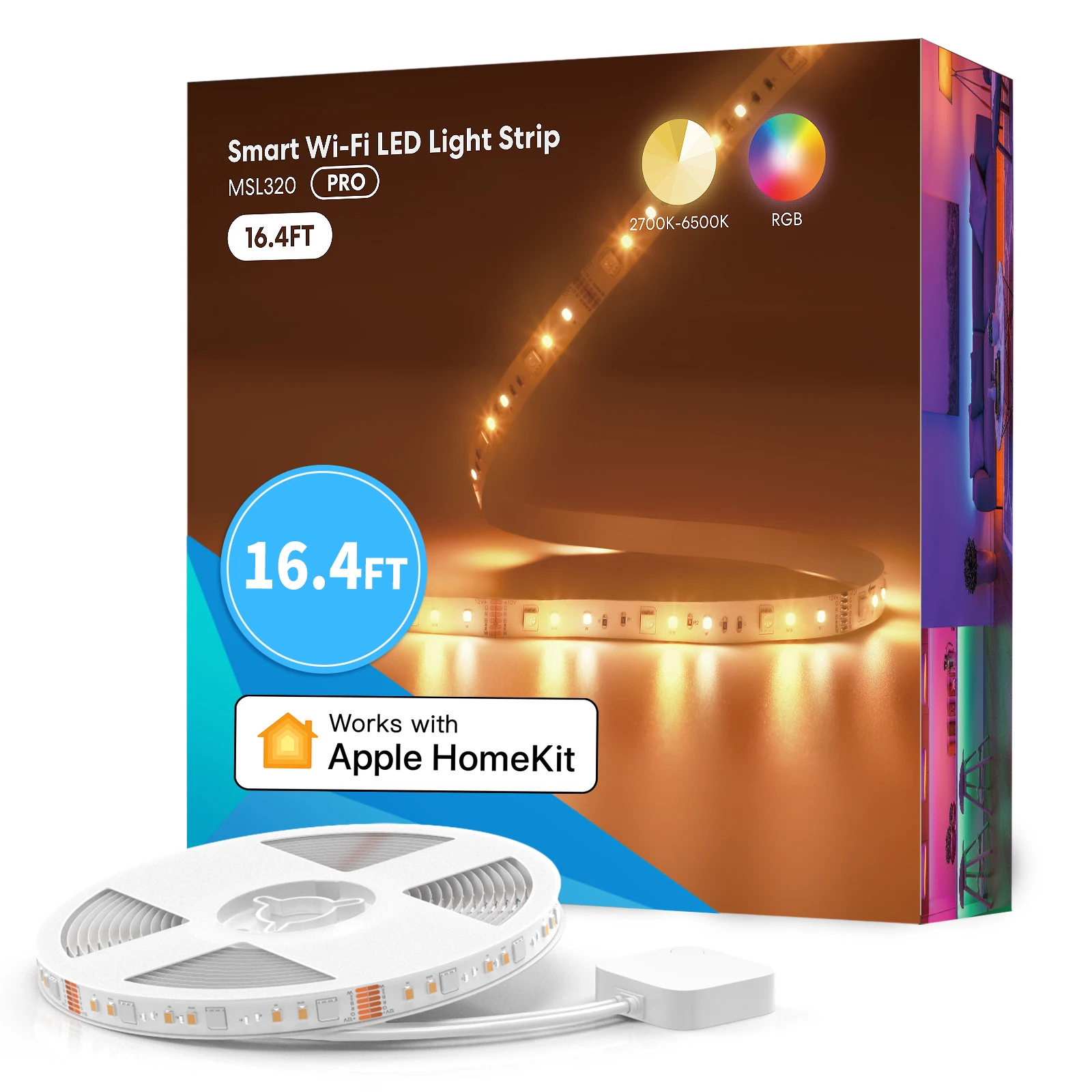 Meross HomeKit tira de luz inteligente WiFi tira de luz LED RGBWW retroiluminación de TV 18W funciona con Siri Alexa asistente de Google SmartThings
