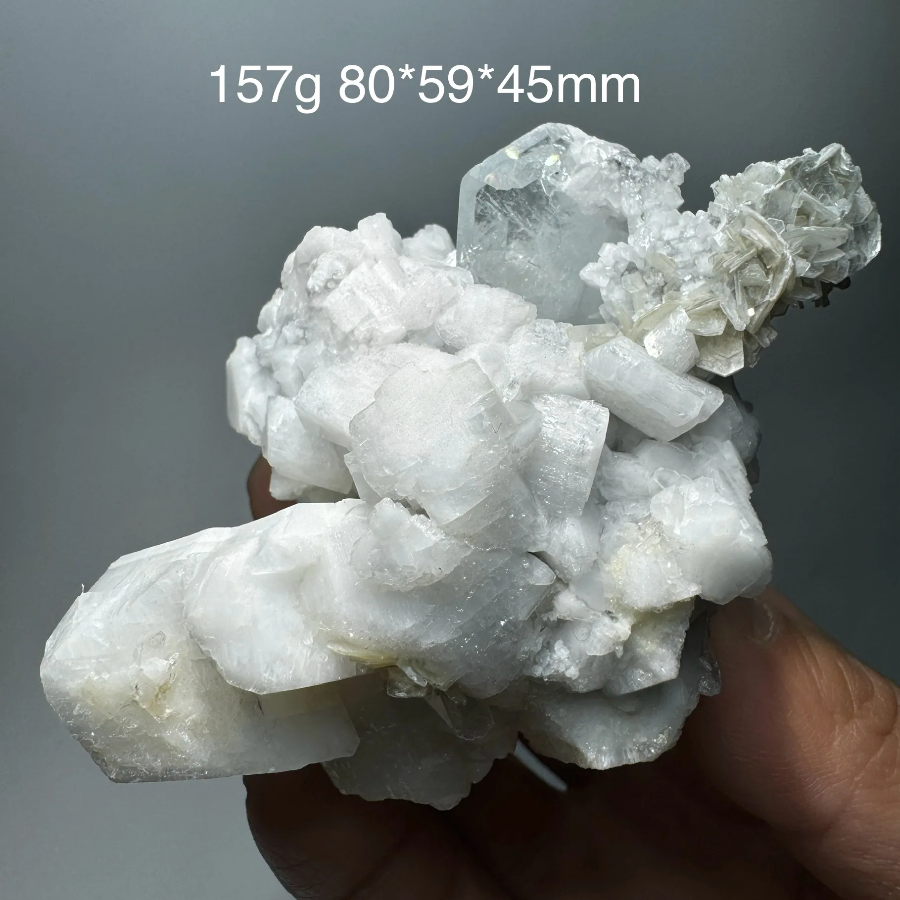 157g Natural Clear Aquamarine And Mica Flakes Feldspar Symbiotic Mineral Specimen Healing Stone from China Xuebaoding