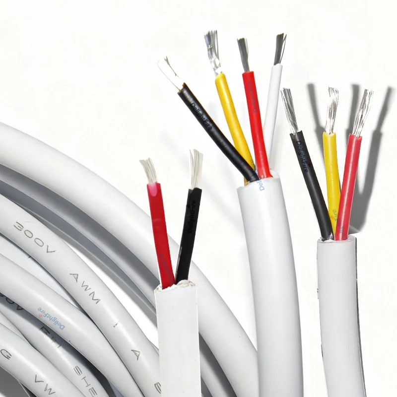Fil blanc à 2 cœurs 28 26 24 20 18 16 14 22awg, câble gainé en PVC et cuivre étamé 3 4 cœurs, fil électrique pour haut-parleur, bande Audio LED