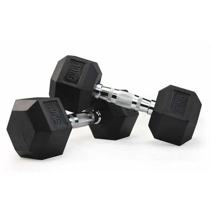 Manufacturer Coated Full Black Gym Weight Rubber Cast Iron Hexagonal Dumbells a Pair 15LB Hex Dumbbell Set