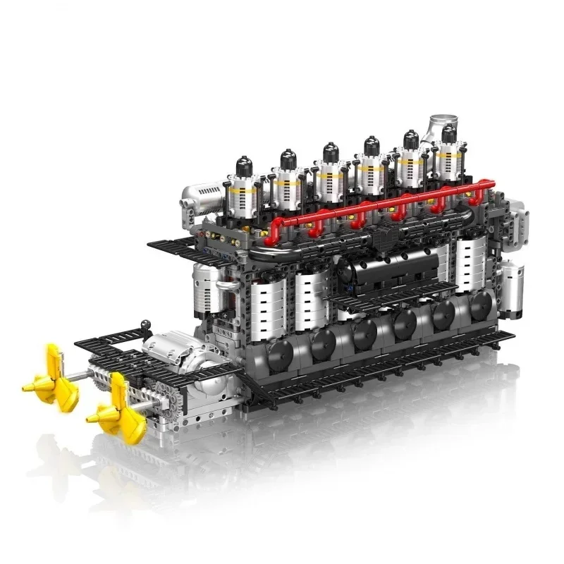 Mould King 10209 2025New Inline Six-Cylinder Aircraft Carrier Engine Building Blocks  Toy Assembly Model