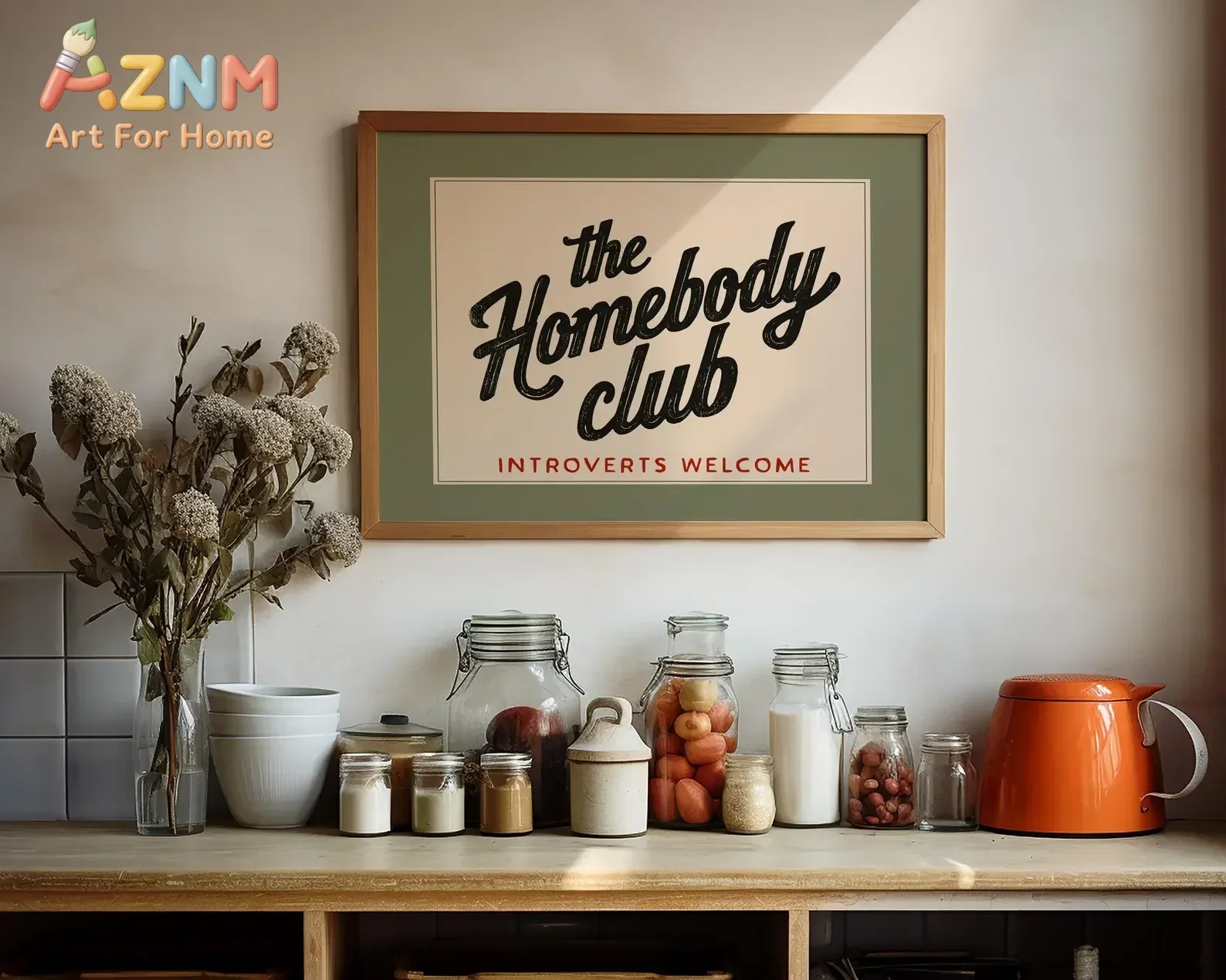 AZNM Frameless Canvas Wall Art The Homebody Club Live Laugh Lounge Vintage Text Print Retro Typography Poster Bedroom Home Wall