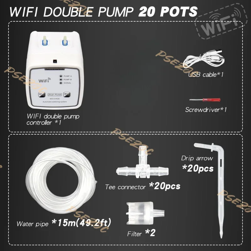 Mobile Phone Remote Control WIFI Intelligent Dual Pump Automatic Watering Device for Balcony Garden Potted Plant Drip Irrigation