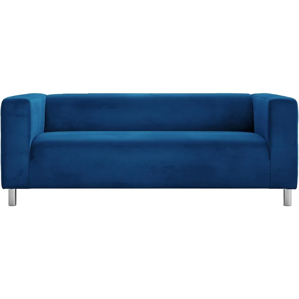 Funda de sofá de 2 plazas Funda de sofá de repuesto personalizada de terciopelo de felpa, adecuada para sofá de 2 plazas IKEA Klippan, 180 cm (azul ruso)