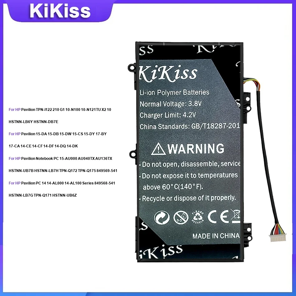 

Battery For HP Pavilion TPN-I122 210 G1 10-N100 15-DA 15-DB 15-DW Notebook PC 15-AU000 AU040TX PC 14 14-AL000 14-AL100 DO02XL