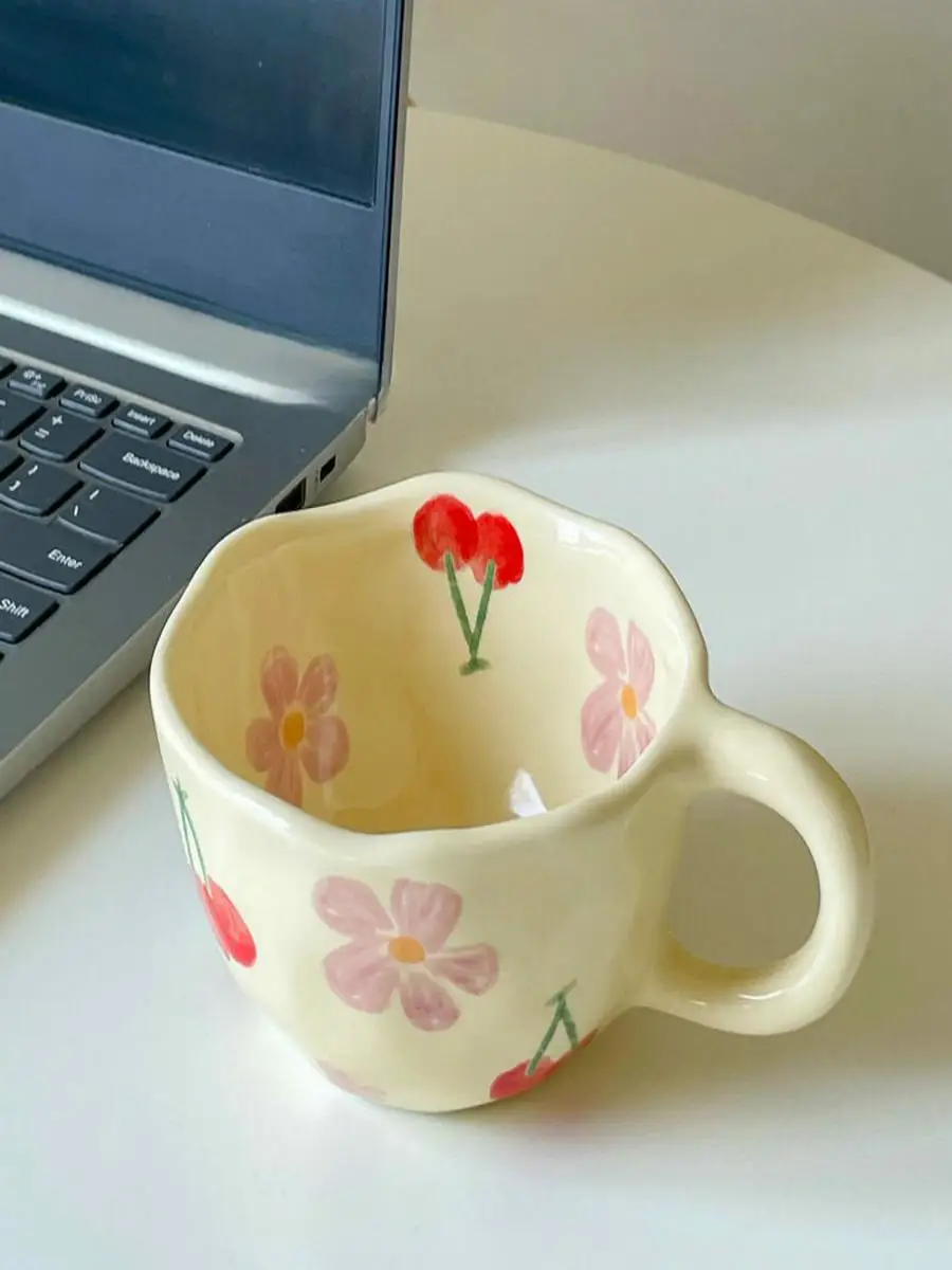 エレガントなセラミック製ミルクカップ、取っ手付きコーヒーカップ、ホット＆コールドドリンク用、シンプルなデザイン、高級感のある朝食用、高い美的価値