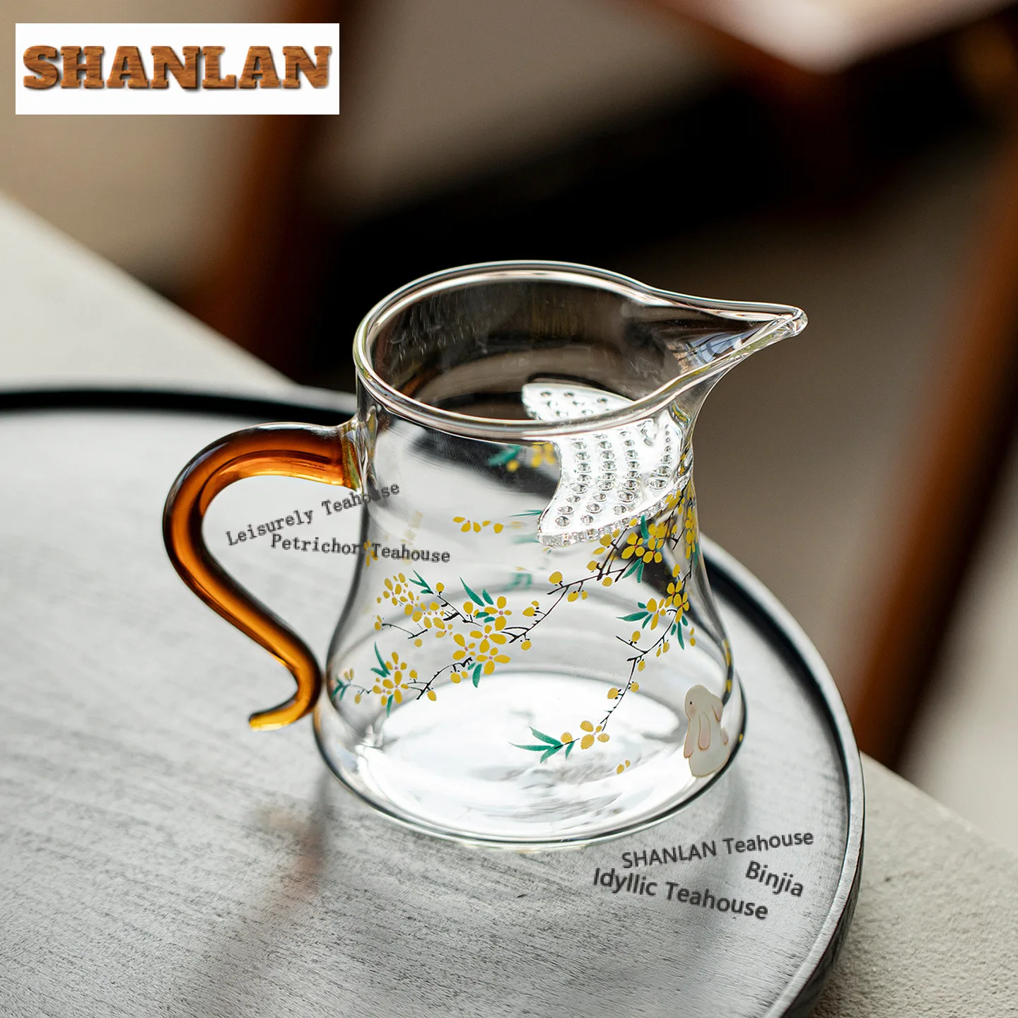 

350ml Laurel Rabbit Glass Tea Pitcher Tea Divider Cha Hai Dispenser Justice Cup Fair Mug Tableware Ornaments Accessories Craft