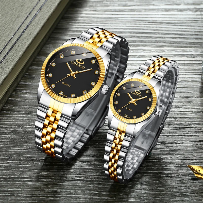 CHENXI 004A luxury Men and women Watch Waterproof Date Clock Male Sports Watches Men Quartz Casual steel couple Wrist Watch gift