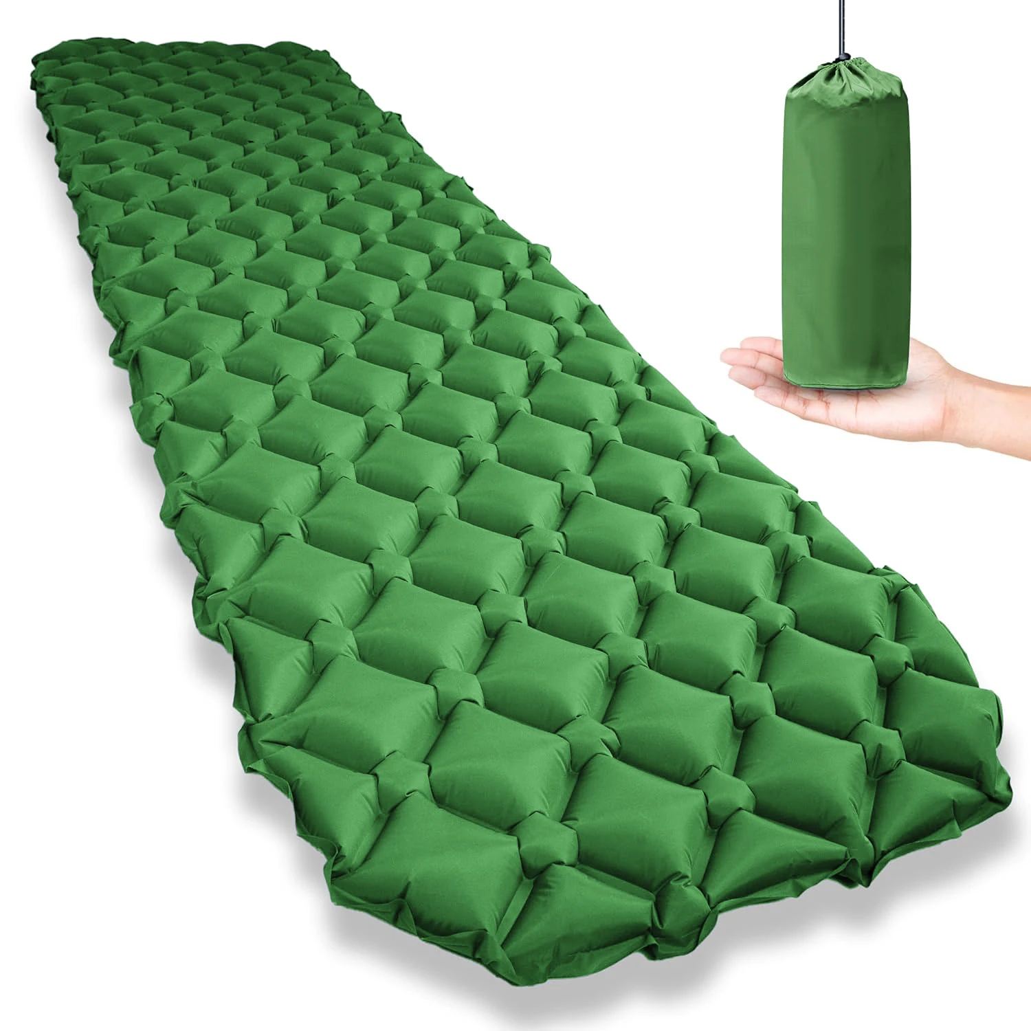 

Надувной матрас для одного человека с ромбовидным узором. Модель 01, без насоса в комплекте, быстрое и простое накачивание, подходит для кемпинга, пеших прогулок.