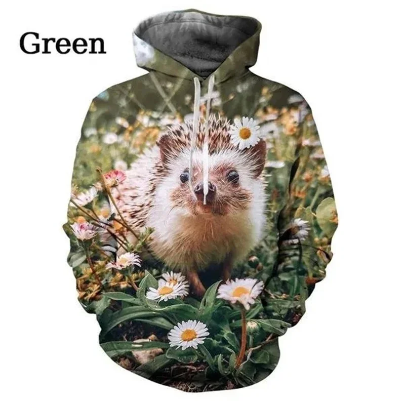 Felpa con cappuccio modello riccio carino primavera autunno Streetwear manica lunga animali 3D felpe con cappuccio stampate moda uomo pullover Casual larghi