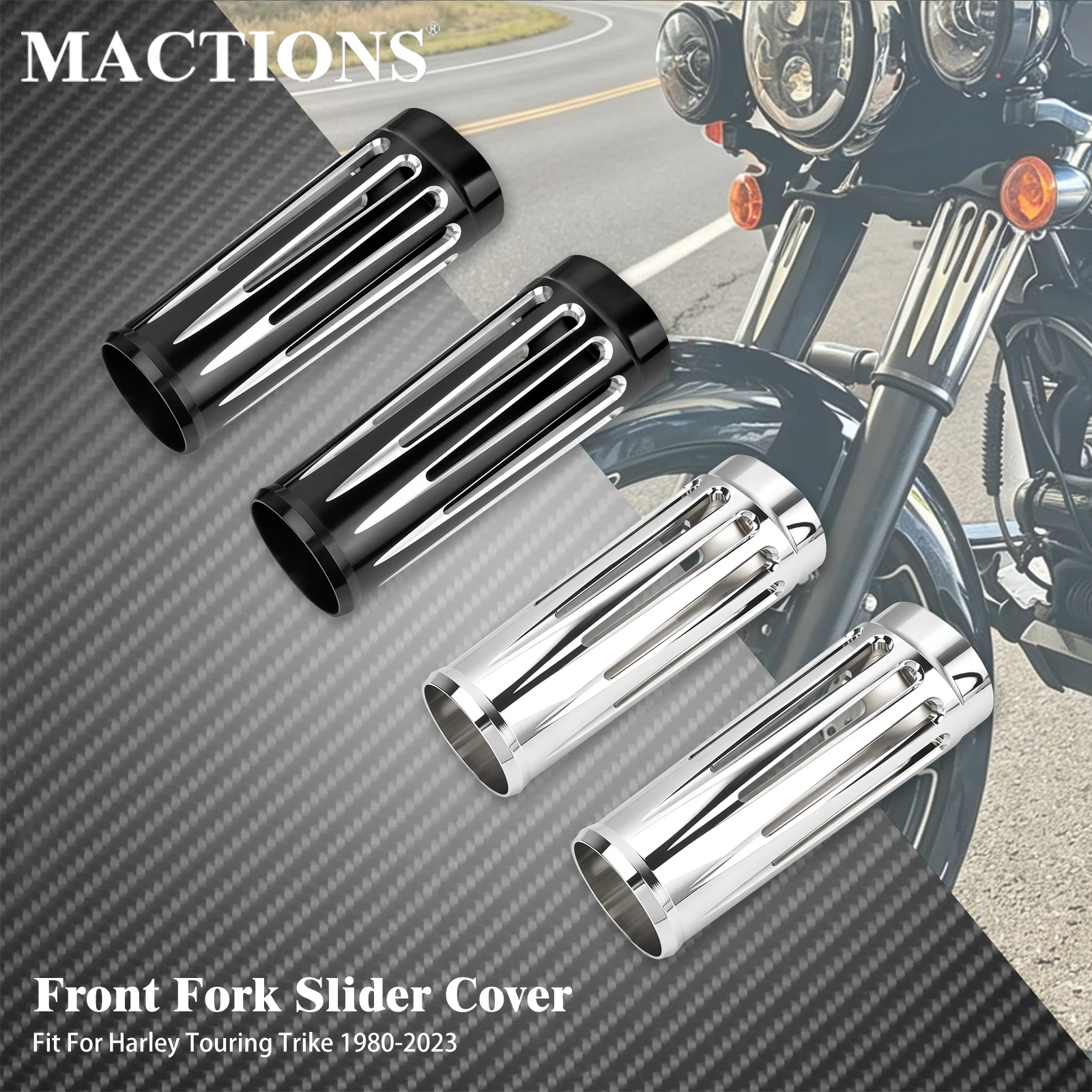 

Motorcycle 2" Extended Front Fork Absorber Shock Slider Cover Fork Boots Cover For Harley Touring Street Electra Glide 1980-2023