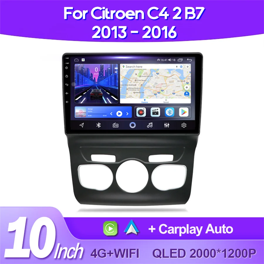 

QSZN For Citroen C4 2 B7 2013 - 2016 Car Radio AI Voice 4G WIFI CarPlay Android Auto GPS Car Multimedia Video Player No DVD 2Din