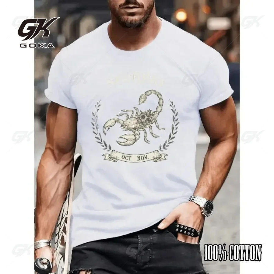 Scorpio Zodiac Sign T-Shirt Oct Nov Birthday Astrology Scorpion Print Casual Unisex Round Short Sleeved Tops Great with Jeans