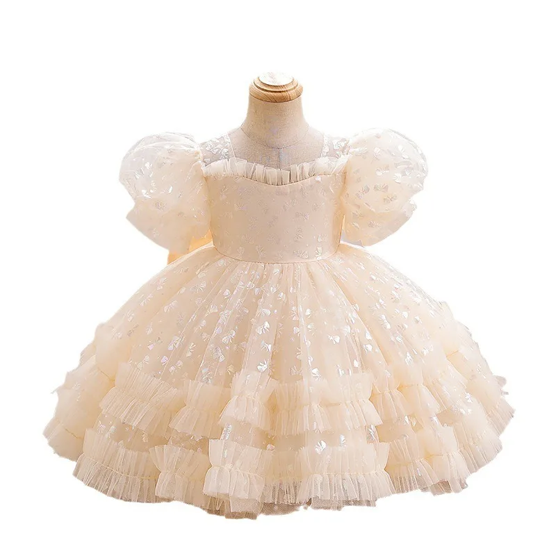 코팅이 있는 공주 드레스, 어린이 정장 드레스, 소녀 정장 드레스, 고급 아기 공연 드레스