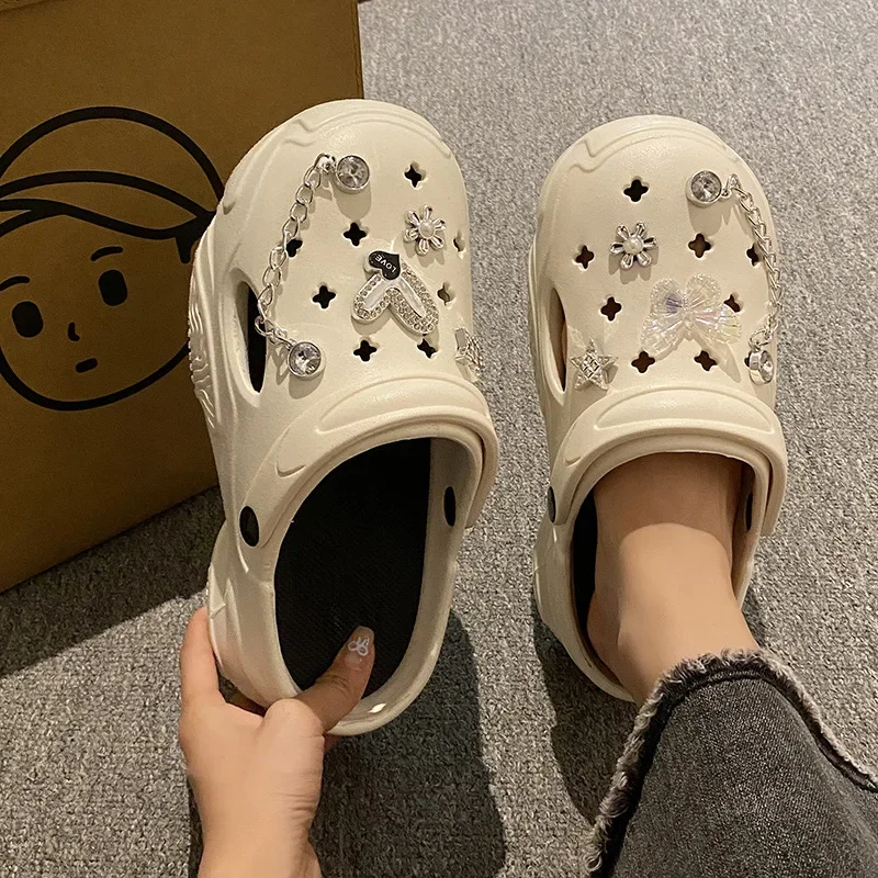 Fashion Women's Cave Shoes Summer DIY Accessories Cave Slippers Anti-slip Thick Bottom Indoor Slippers Outdoor Beach Sandals