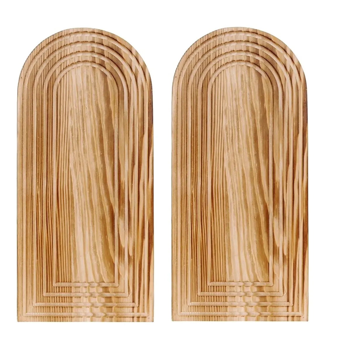 (ABAB) 2 Pack Wooden Wall Vase Set with Pampas Grass Eucalyptus, Modern Farmhouse Boho Wall Decor for Living Room