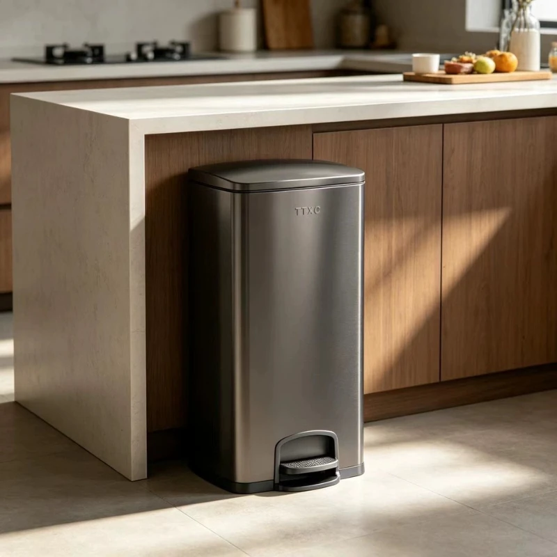 

Large Capacity Pedal Bin Stainless Steel Trash Can for Office Luxury Kitchen Waste Container for Home Restaurant Garbage Bucket