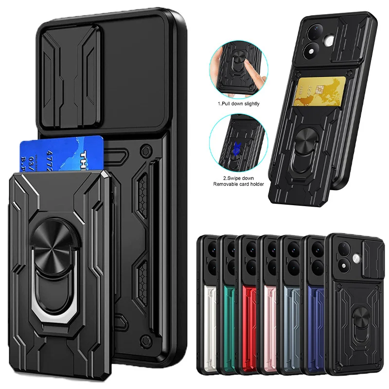 Kickstand Armor Case For Xiaomi Redmi Note 17 Pro Max 5G Cover Card Slot Pocket Ring Stand Holder Fundas Coque Capa