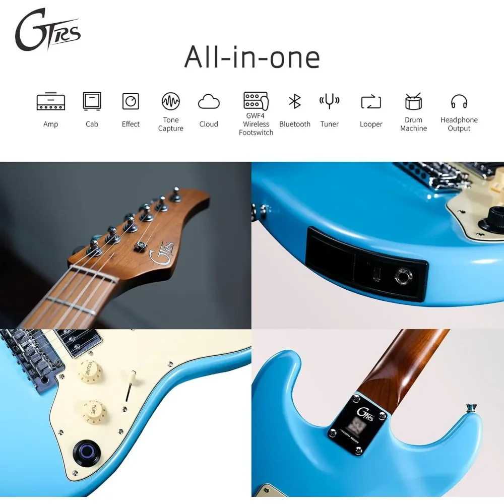 12 Hours Battery Life Travel Guitar Body HHS Pickup Rosewood Fretboard Glossy Paint for Beginner Performance Professional Player