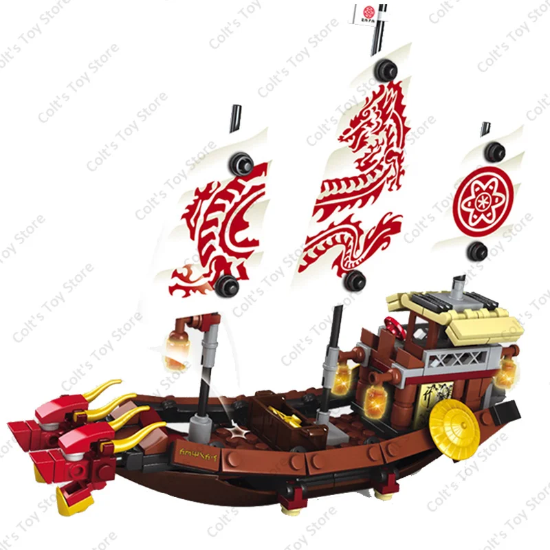 NEW Ninja Legend Destiny Bounty Dragon Boat Building Blocks Ship 71705 Classic Anime Kai Zan Lloyd Jay Model Bricks Kid Toy Gift