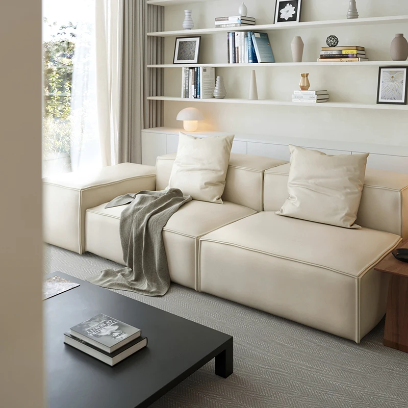 Medieval modern minimalist style first layer full leather module sofa
