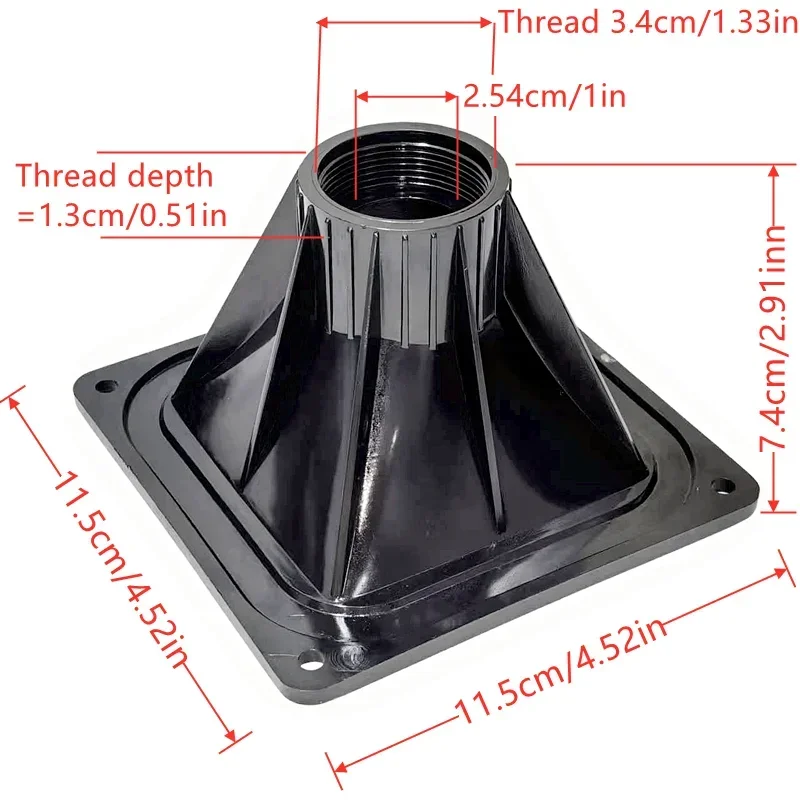 4 Inch Vierkante Plastic Tweeter Hoorn voor DIY Speaker Project 1 "Schroefdraad Keel HF Compressie Driver Maat 115x115x74mm