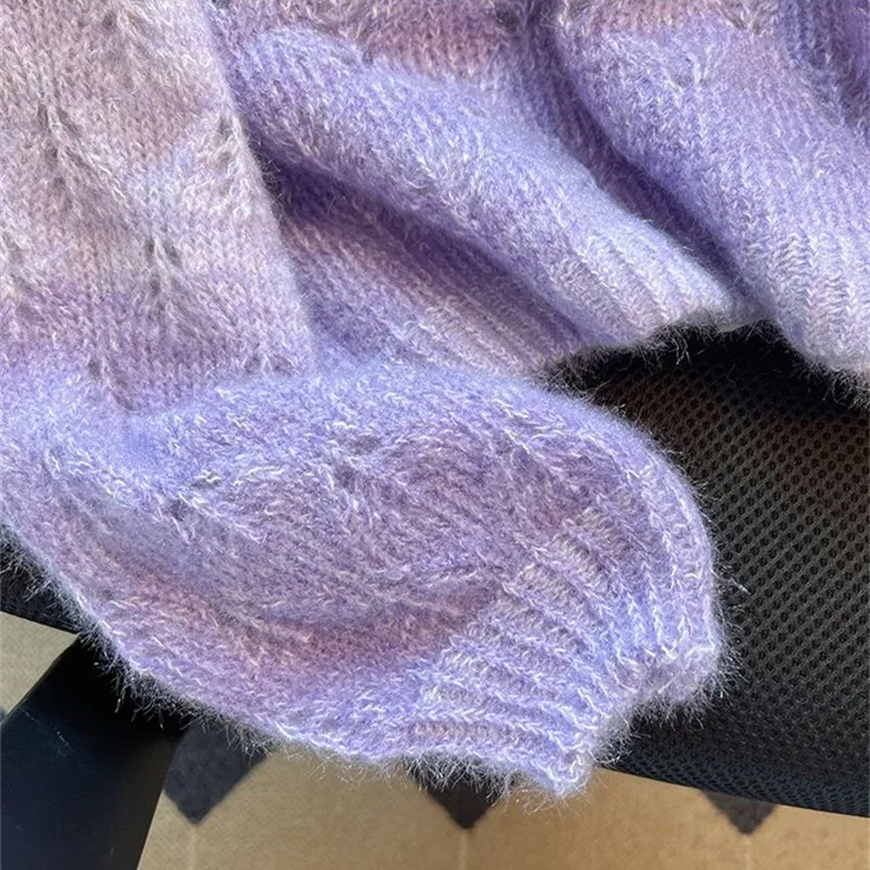 الحلو الزهور سترة المرأة الوردي مطرز الجوف خارج فضفاض س الرقبة محبوك لاعبا موضة ربيع الخريف بأكمام طويلة كسول جميلة #5