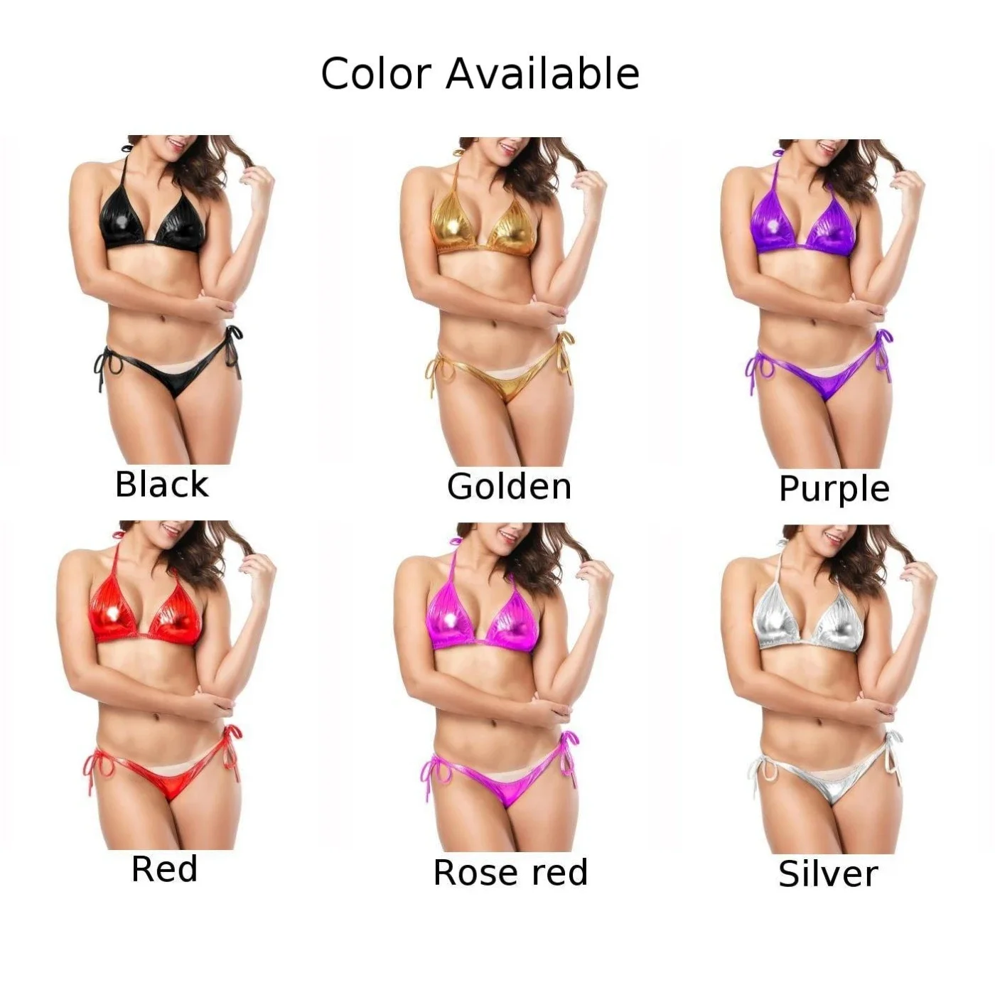 Women Sexy Thong G-string Bikini Swimwear Side Tie Underwear Bra Set Beach Ring Bathing Suit Lace Up Sensual Lingerie Clubwear