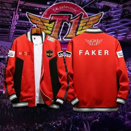 Skt Team Game Uniforms Men's Baseball Uniform Jacket Game LOL World Champion Team SKT T1 Players Uniform Faker Jacket