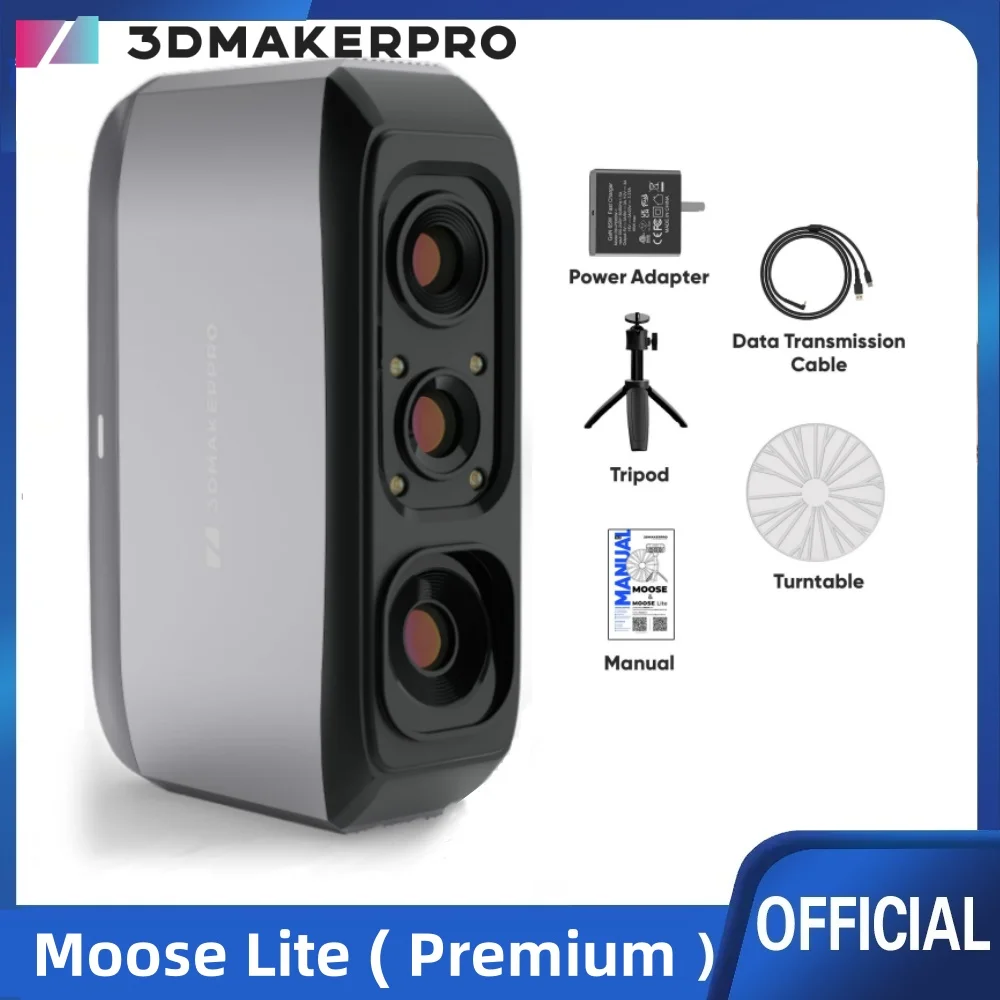 3D Scanner Moose Lite for 3D Printing , Handheld 3D Model Scanner with 0.05mm High Detailed Precision, 10FPS Scanning Speed