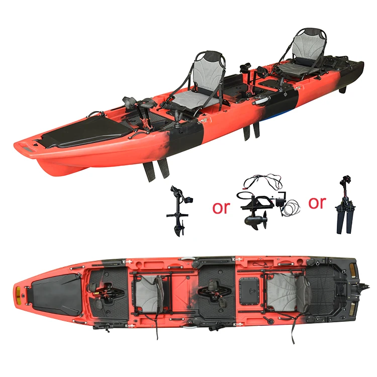 

NEW Modular Tandem Kayak 13.8ft Pedal Fin Drive Electric Motor Dual-Power 2 Person Fishing Kayak 2 Year Super Lightweight