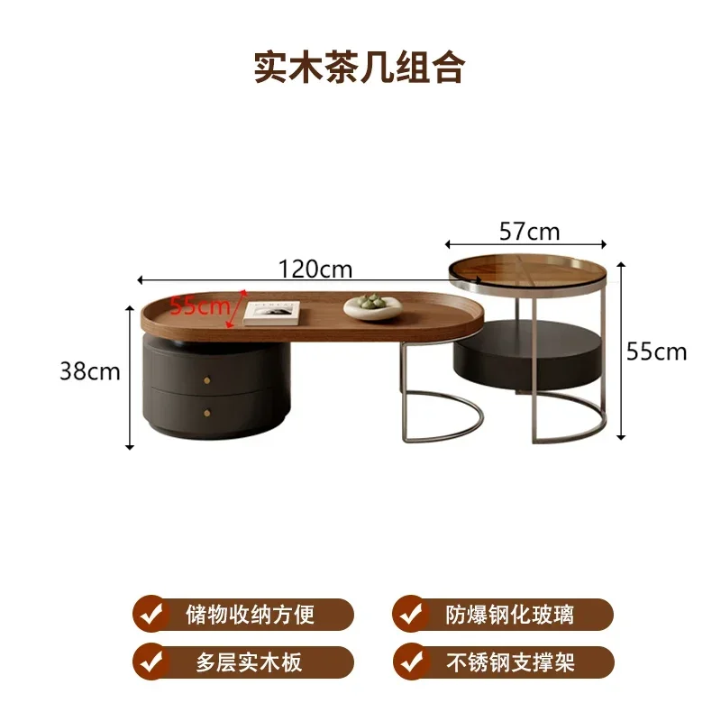 

Medieval style solid wood coffee table combination living room home telescopic TV cabinet floor high sense9338