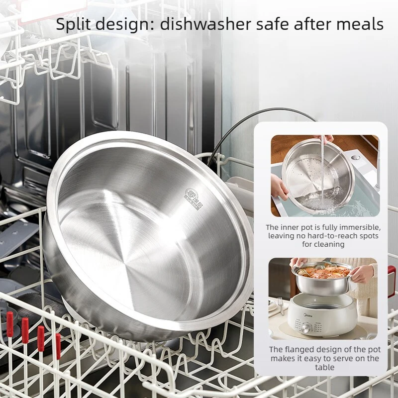 Unisex 4.5L 2026 New Stainless Steel Hot Pot, 0-Coating Electric Cooker Fast Heat Split for Home, Easy Clean Scratch-Resistant
