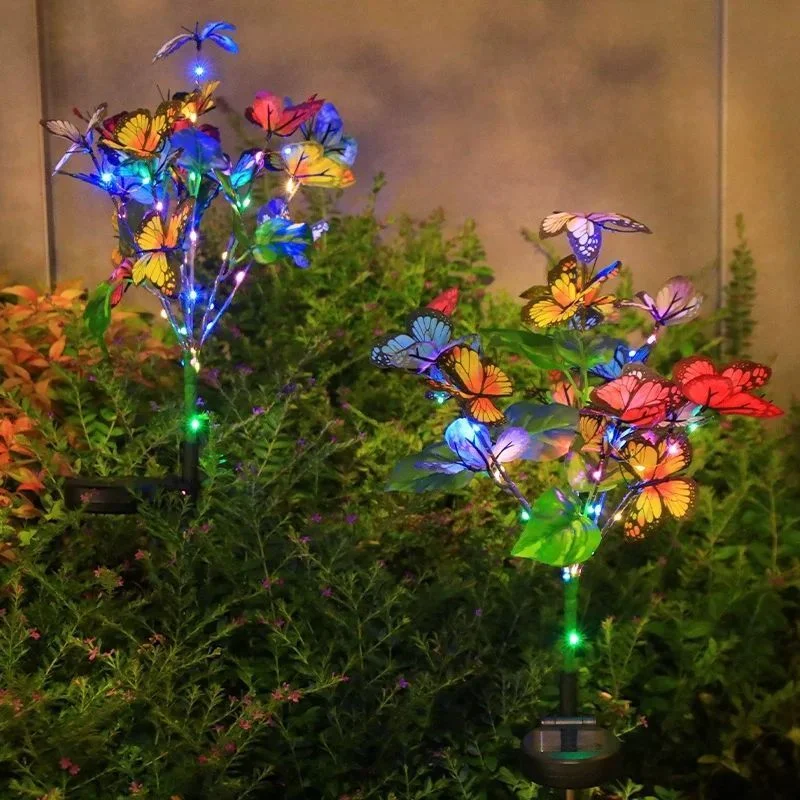 في الهواء الطلق LED الشمسية محاكاة زهرة فراشة أضواء الحديقة الزفاف عطلة عيد الميلاد الديكور الأرض التوصيل مصباح حديقة ساحة الخفيفة