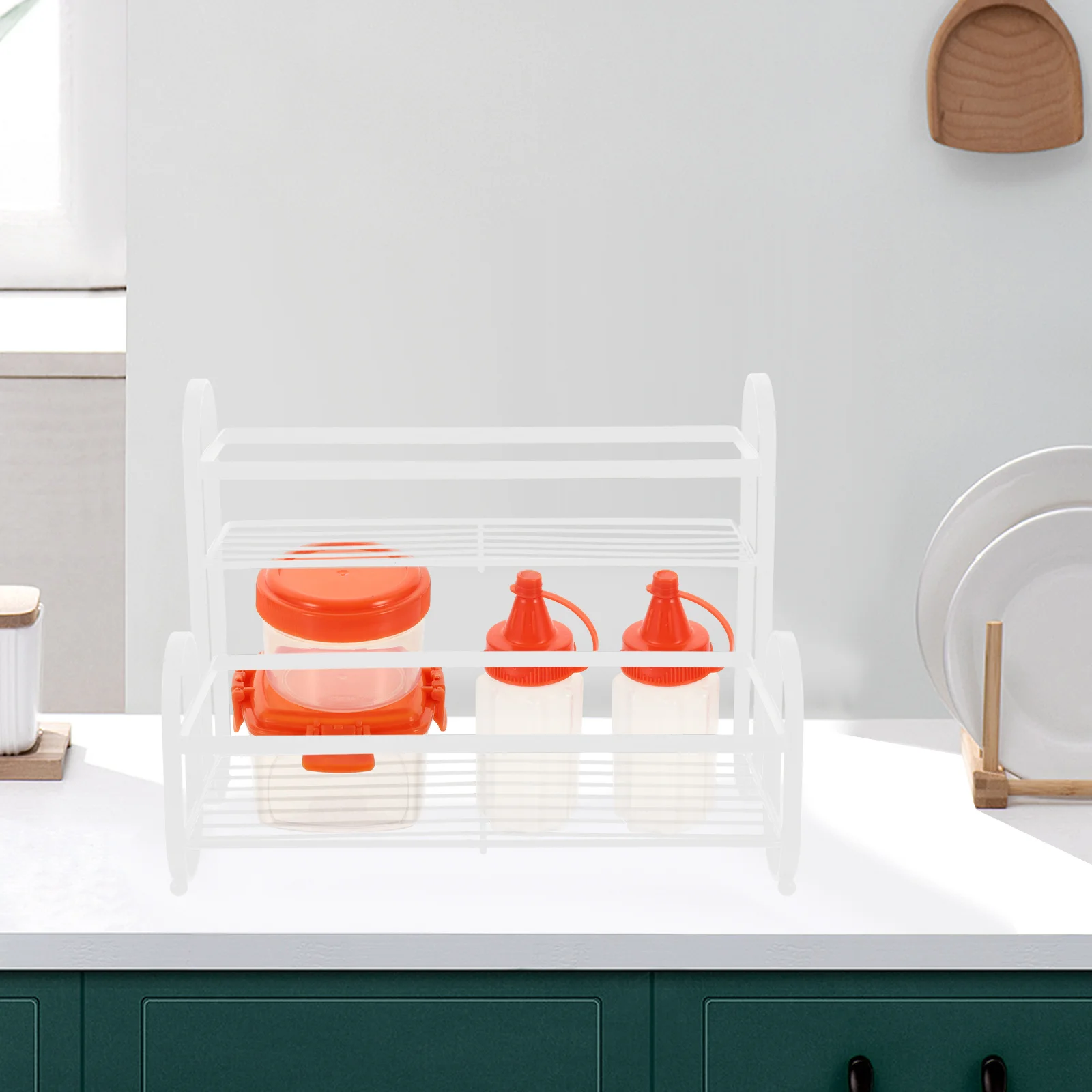 

Double Layer Spice Rack Iron Storage Shelf Large Capacity Stable Non-Slip Organizer for Kitchen Seasoning Bottle Holder