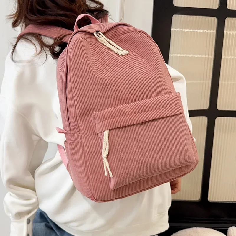 Corduroy Women Schoolbag Backpack Training Anti-theft Shoulder Bag For Teenager Knapsack Unisex Classic Campus Port